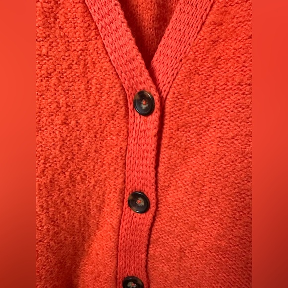 Free People Oversized Textured Button Front Cardigan Orange M - Picture 6 of 9